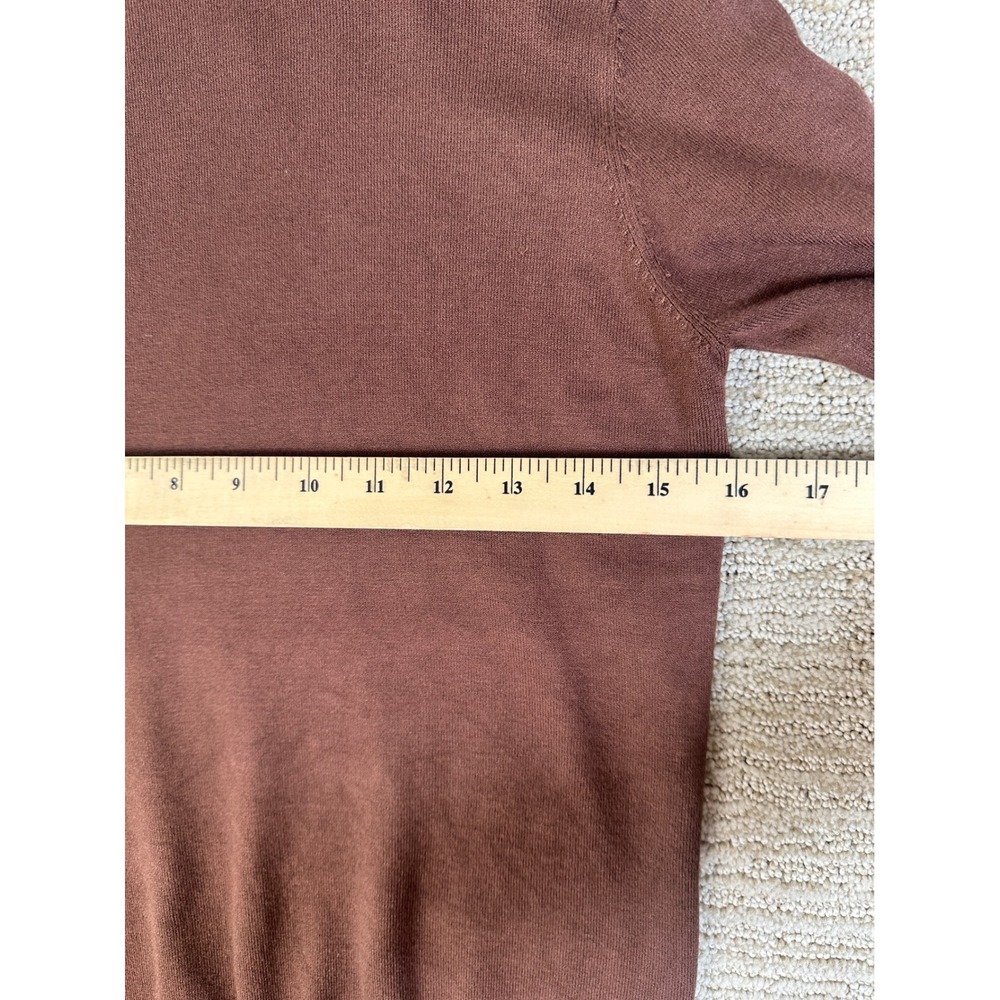 Zara Brown Turtleneck Sweater Gold Button Cuff Knit Top Womens Medium - Picture 6 of 10